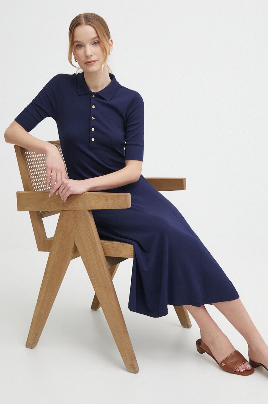 Сукня Lauren Ralph Lauren колір синій midi розкльошена