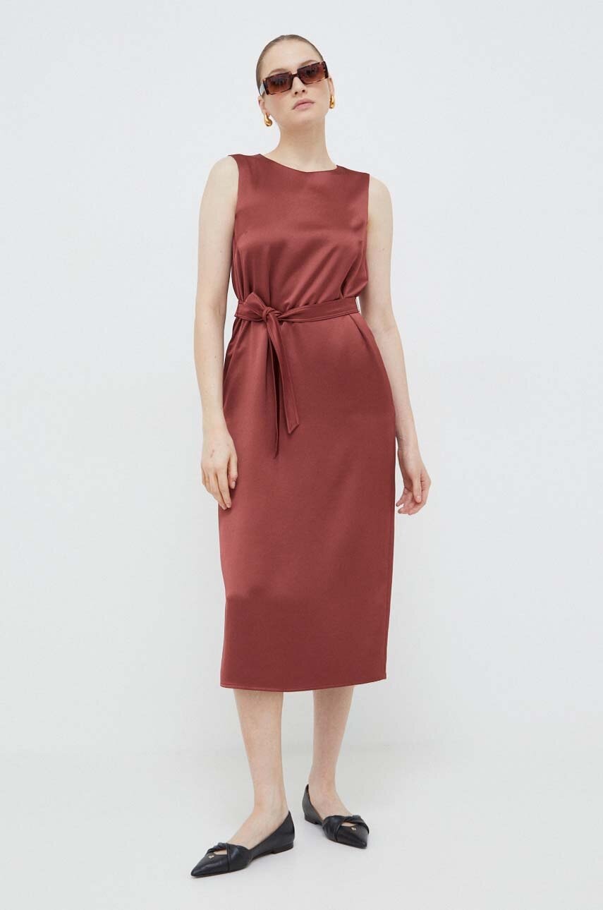 Weekend Max Mara rochie culoarea roșu, midi, drept 2415220000000