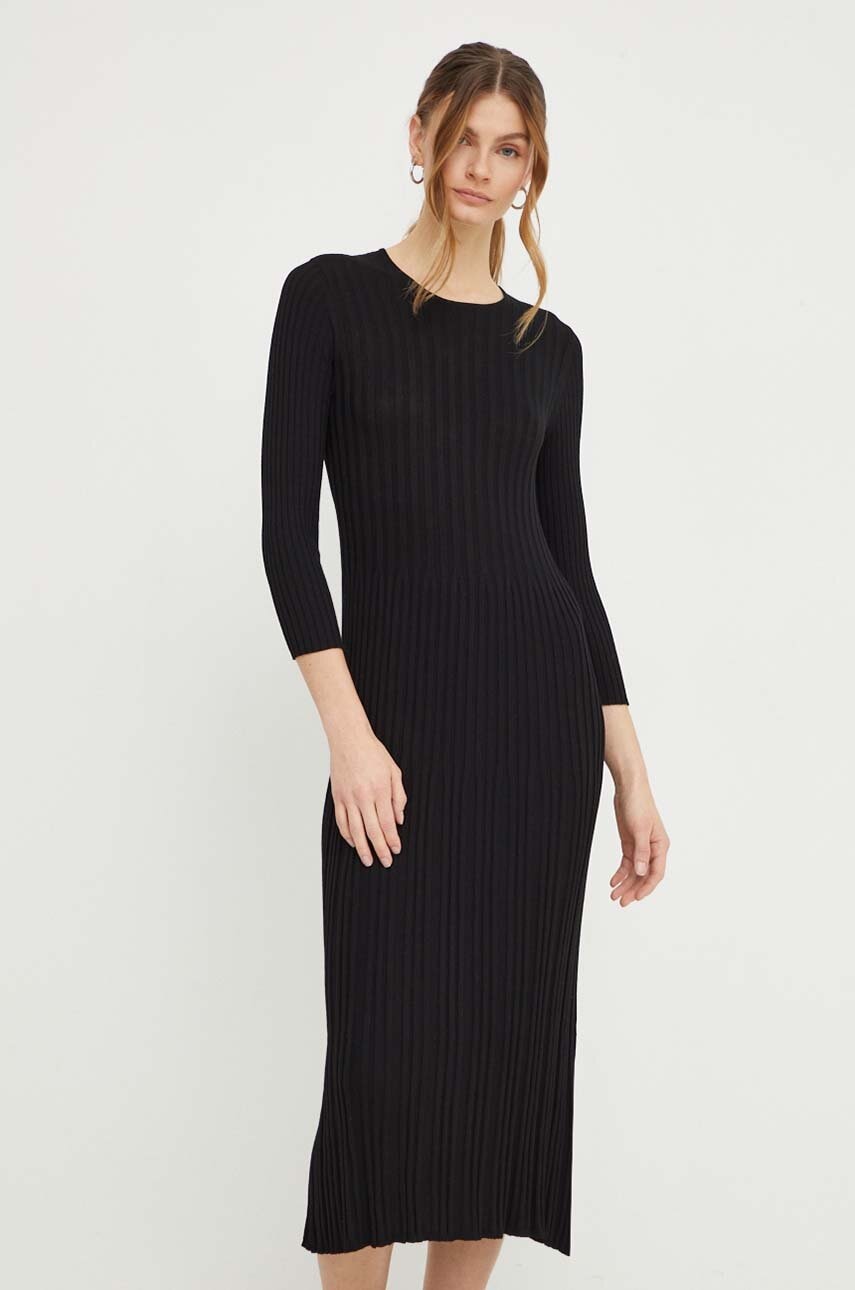 Weekend Max Mara rochie culoarea negru, midi, mulata