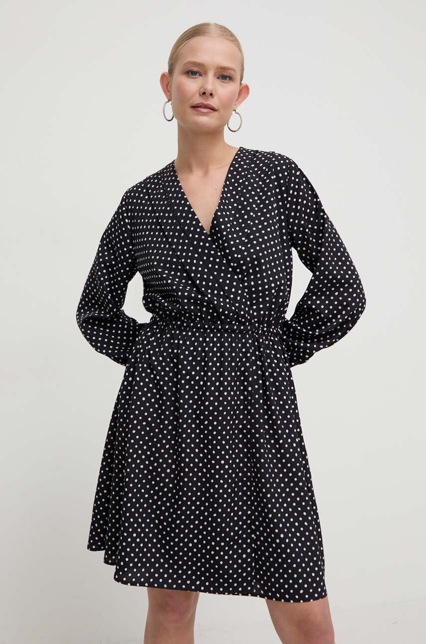 Marella rochie culoarea negru, mini, evazată 2413220000000