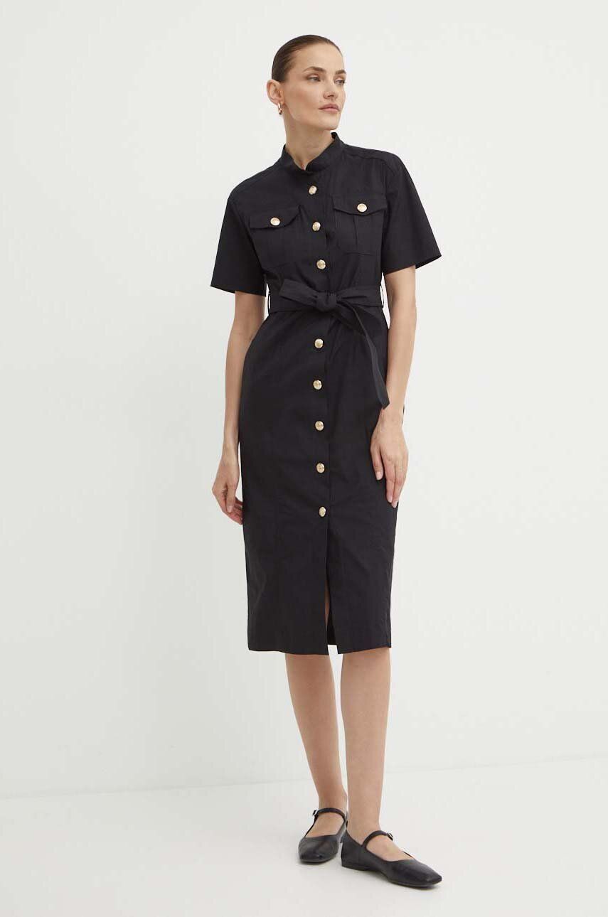 Marella rochie culoarea negru, midi, dreaptă, 2413221124200