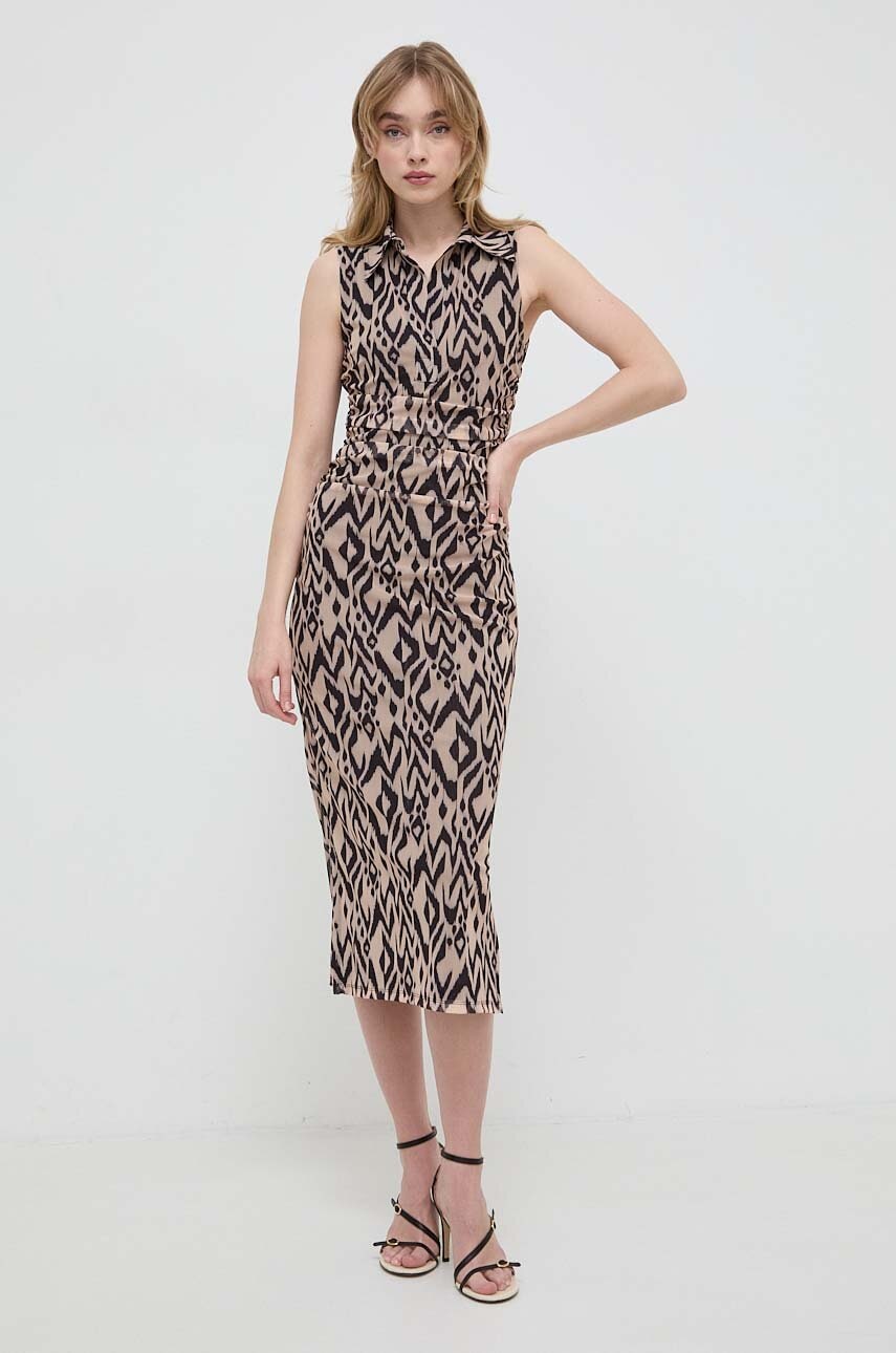 Marella rochie culoarea bej, midi, mulata