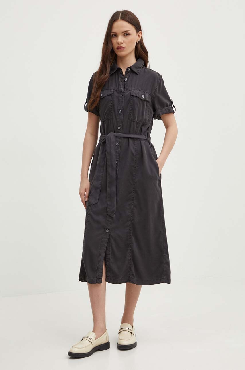 Pepe Jeans rochie EVELINDA culoarea gri, midi, evazată, PL953482