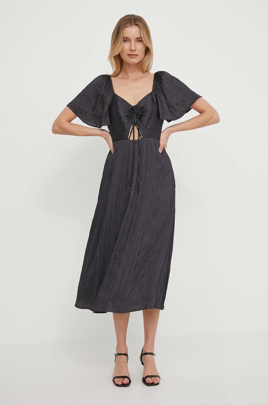 Pepe Jeans rochie Didi culoarea gri, midi, evazati