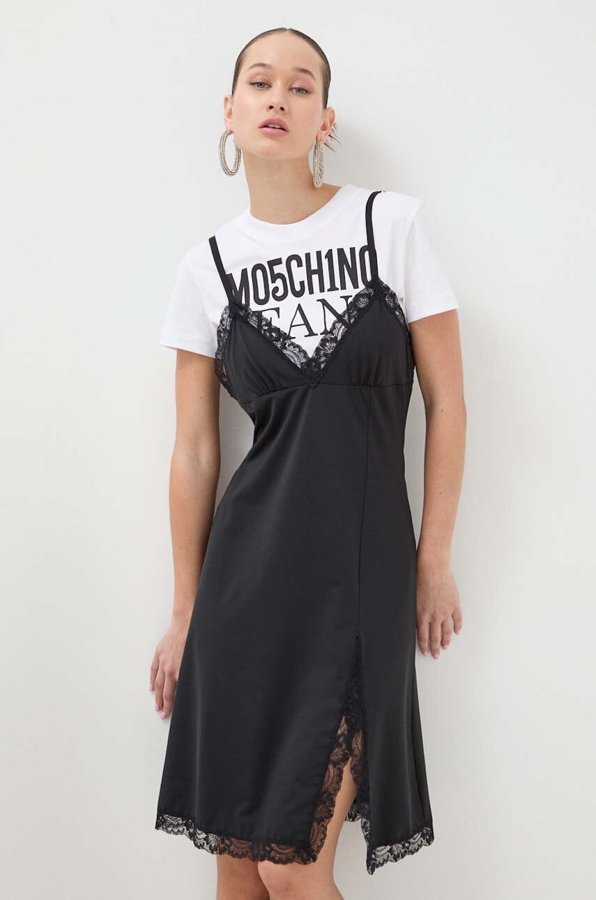 Moschino Jeans rochie culoarea negru, mini, drept