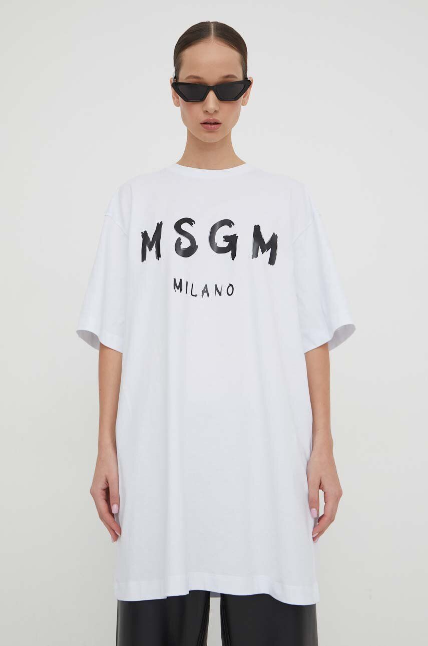 MSGM rochie din bumbac culoarea alb, mini, oversize 2000MDA510.200002