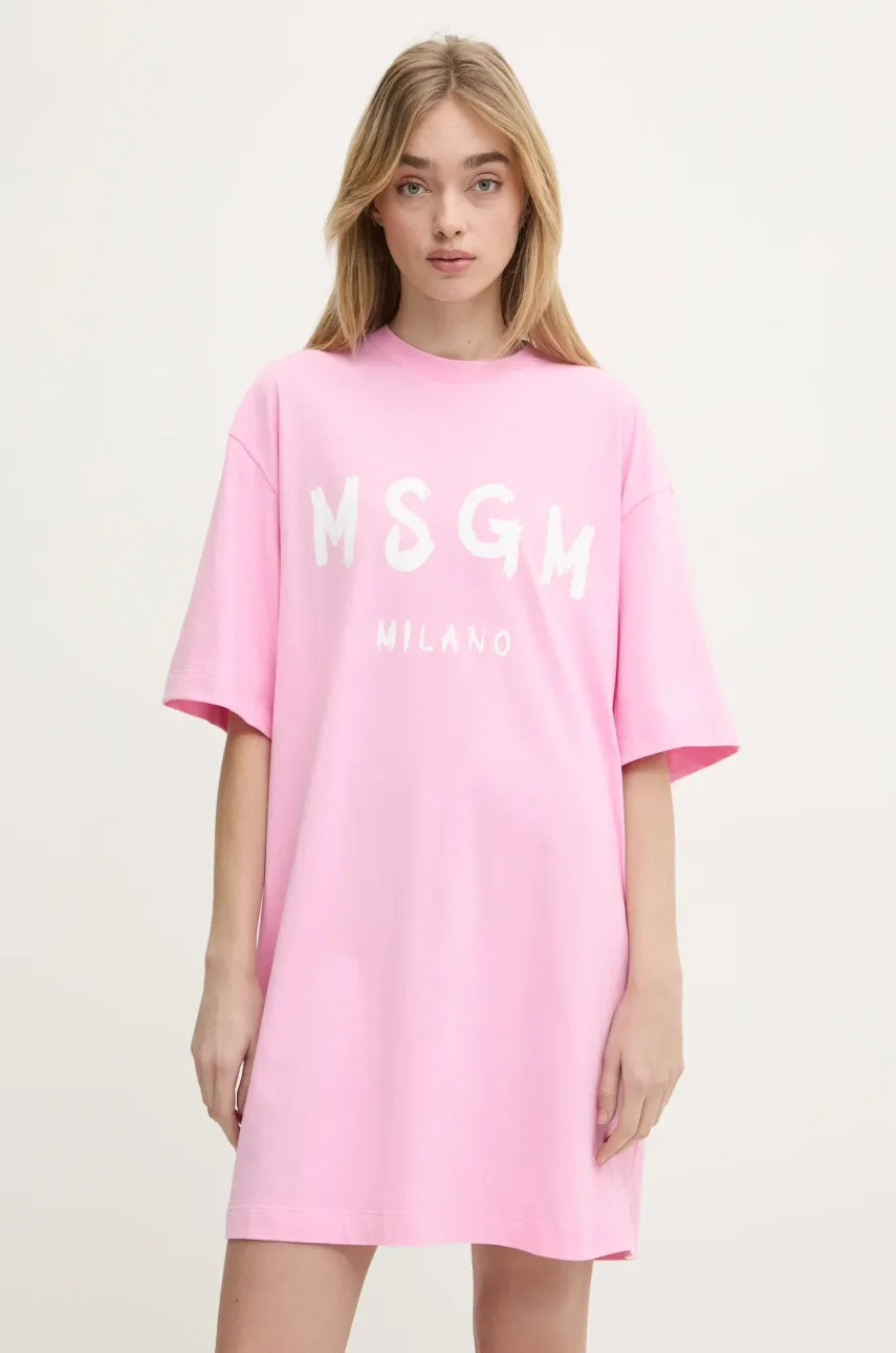 Хлопковое платье MSGM цвет розовый mini oversize Хлопковое платье MSGM цвет розовый mini oversize