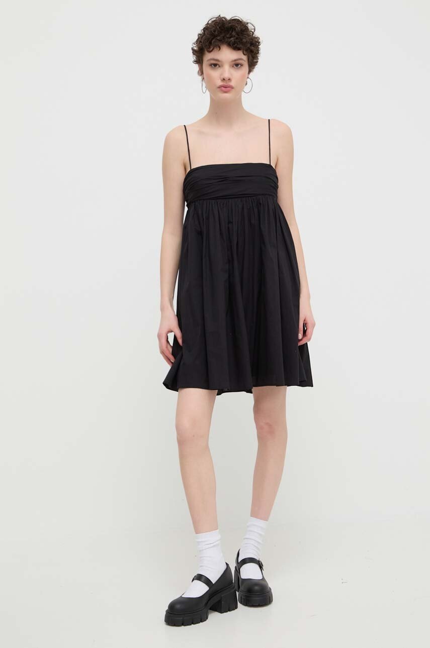 Βαμβακερό φόρεμα HUGO χρώμα: μαύρο, 50510433 φωτογραφία