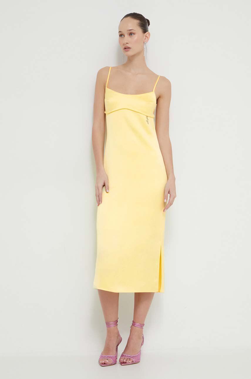 HUGO rochie culoarea galben, mini, drept 50510925