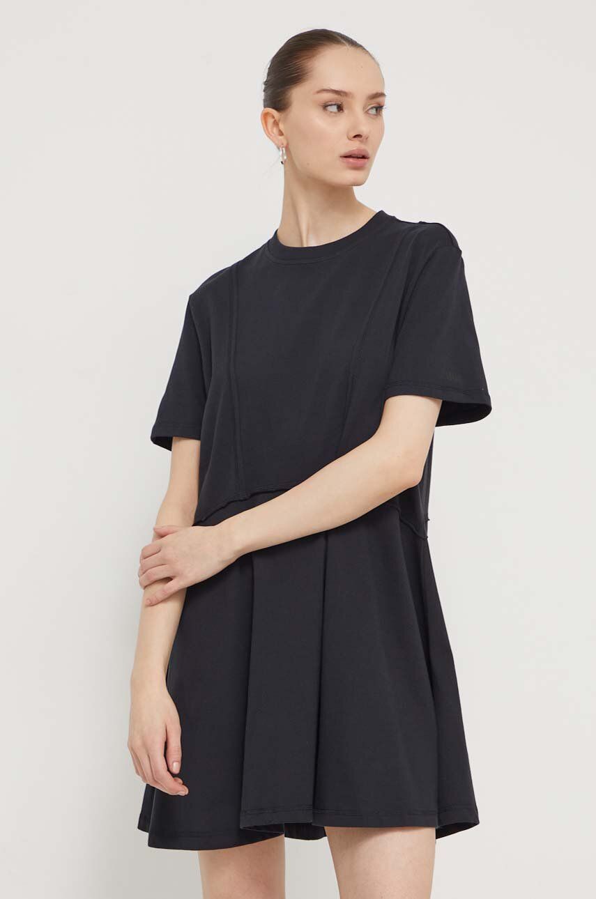 UGG rochie din bumbac culoarea negru, mini, evazati