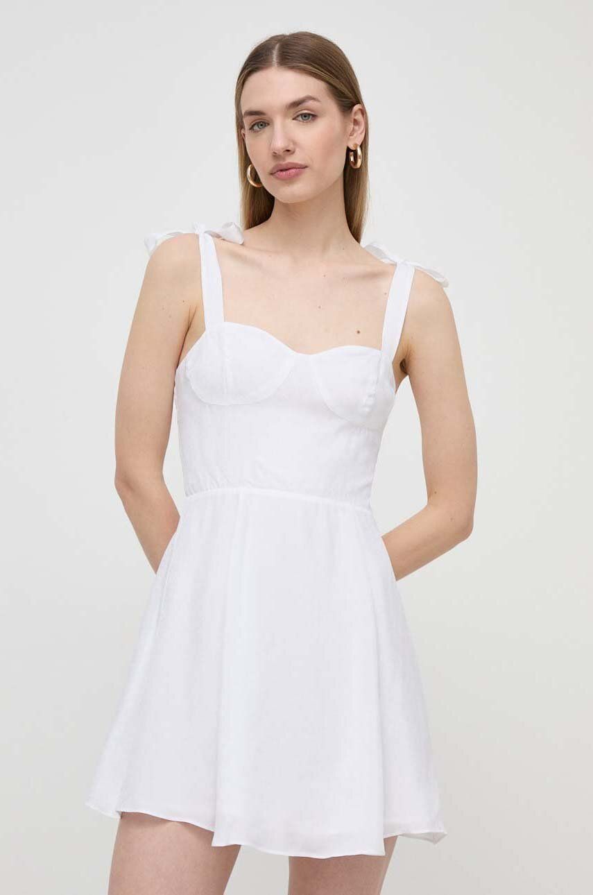Armani Exchange rochie culoarea alb, mini, evazati