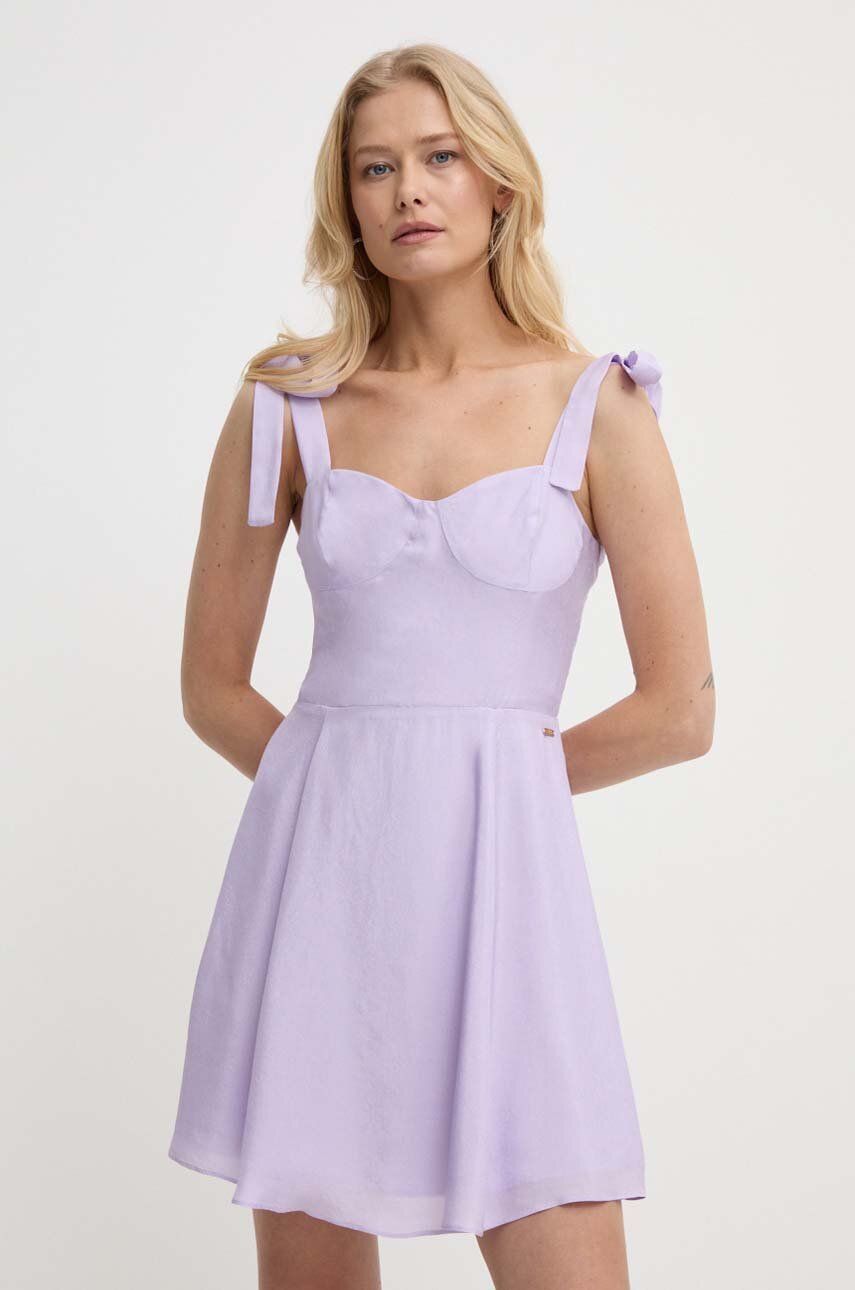 Armani Exchange rochie culoarea violet, mini, evazati