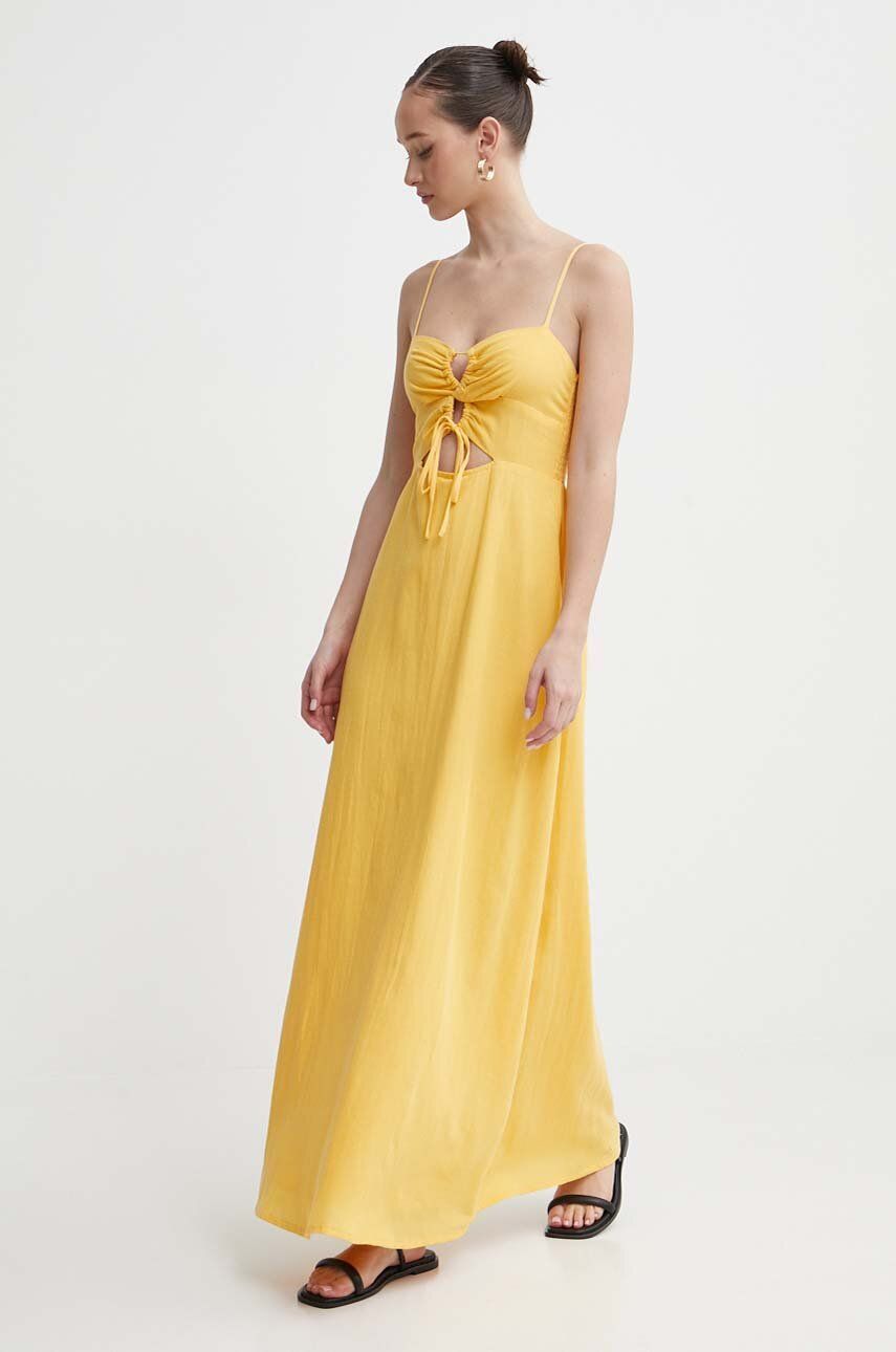 Billabong rochie din amestec de in X It's Now Cool culoarea galben, maxi, evazati, ABJWD00681