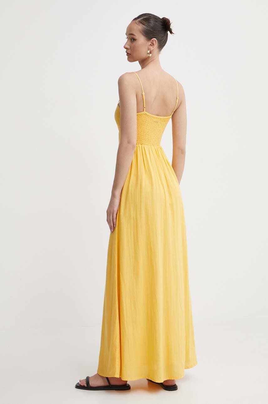 Сукня з домішкою льону Billabong X It's Now Cool колір жовтий maxi розкльошена ABJWD00681