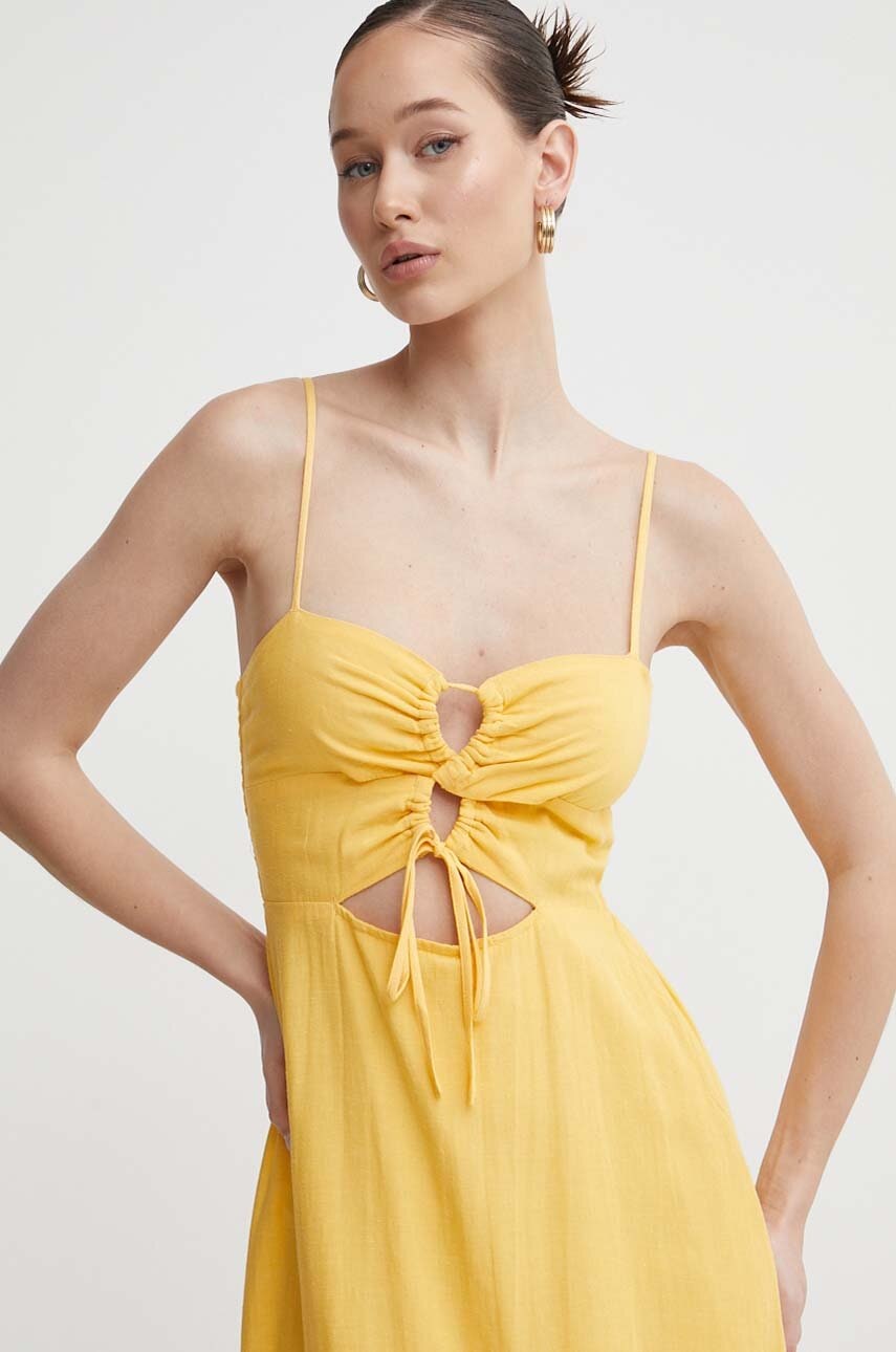 Сукня з домішкою льону Billabong X It's Now Cool колір жовтий maxi розкльошена ABJWD00681