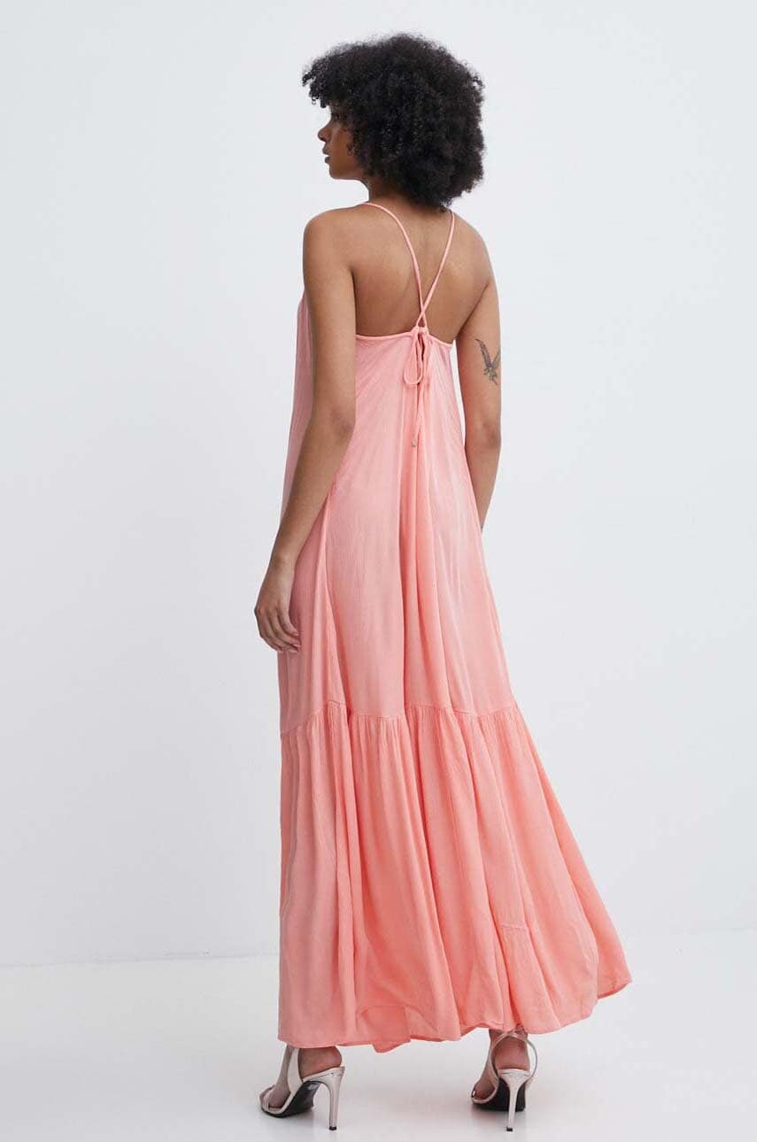 Сукня Tommy Hilfiger колір рожевий maxi розкльошена UW0UW05406