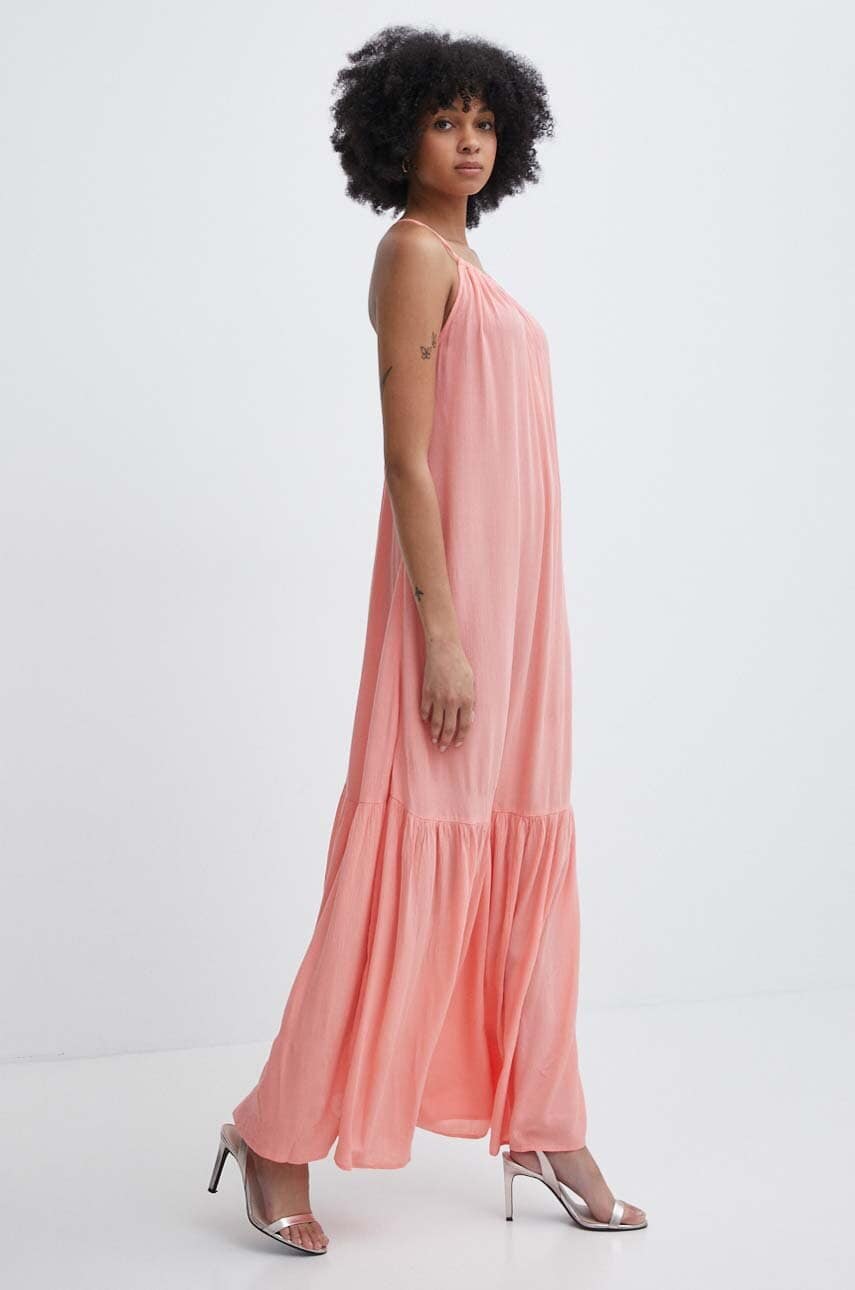 Сукня Tommy Hilfiger колір рожевий maxi розкльошена UW0UW05406