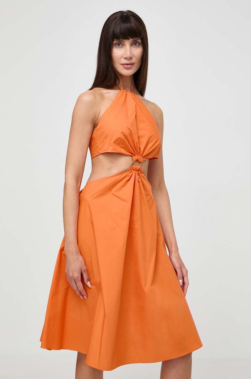 Βαμβακερό φόρεμα Twinset χρώμα: πορτοκαλί