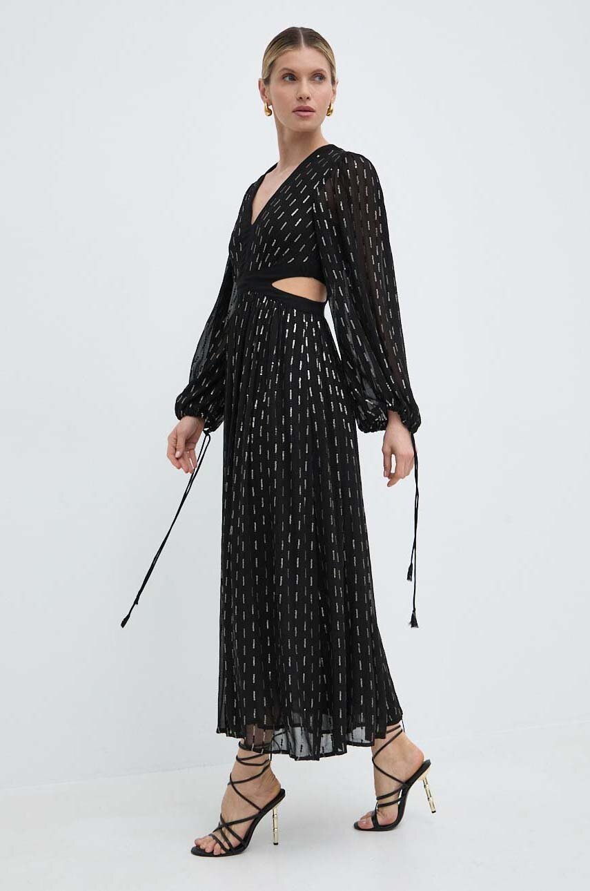 

Рокля Twinset в черно дълга разкроена, Черен