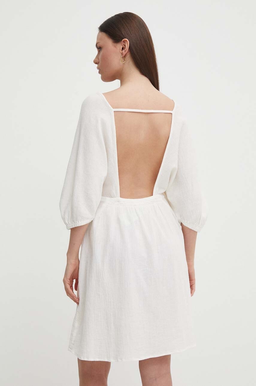 United Colors of Benetton rochie din bumbac culoarea bej, mini, evazati