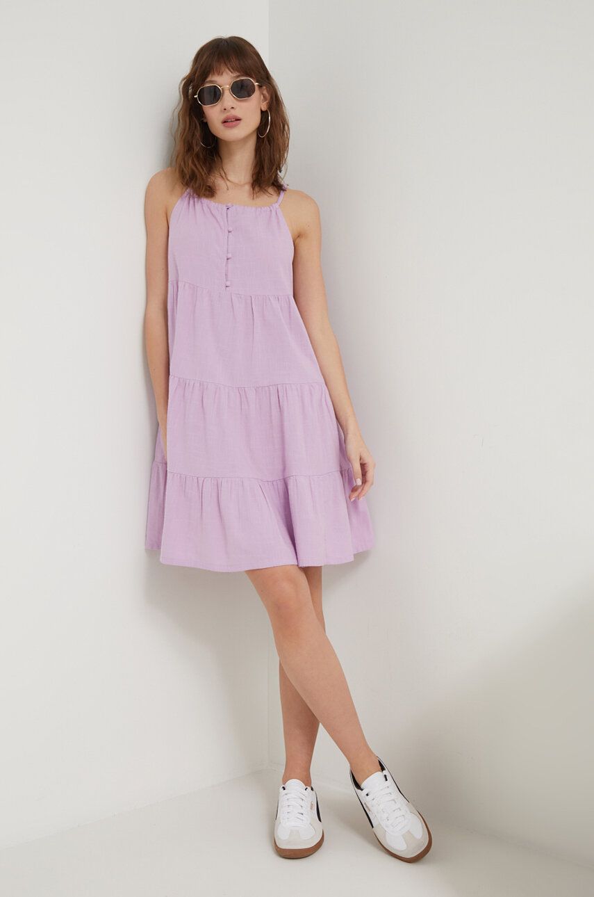 Roxy rochie culoarea violet, mini, evazați ERJWD03784