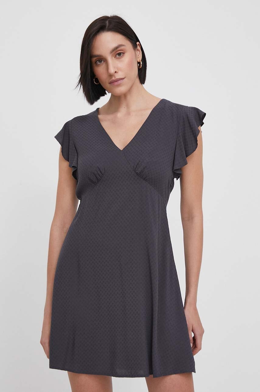 Pepe Jeans rochie culoarea gri, mini, evazată