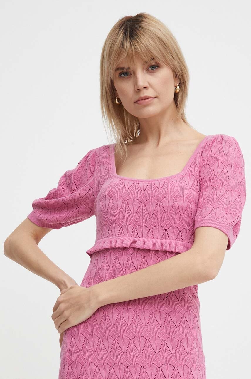 Сукня з домішкою льону Pepe Jeans GOLDIE DRESS колір рожевий maxi пряма PL953525