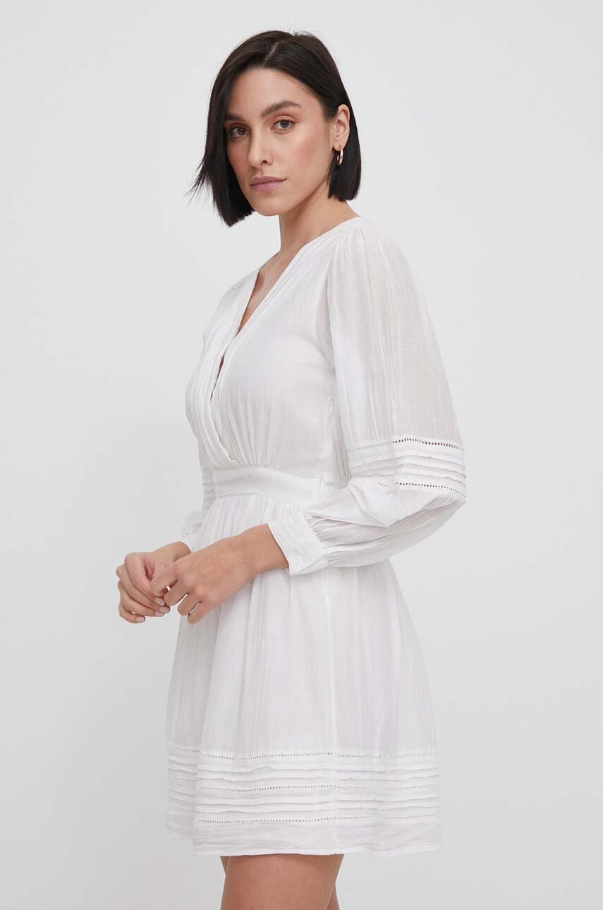 Pepe Jeans rochie culoarea bej, mini, evazată