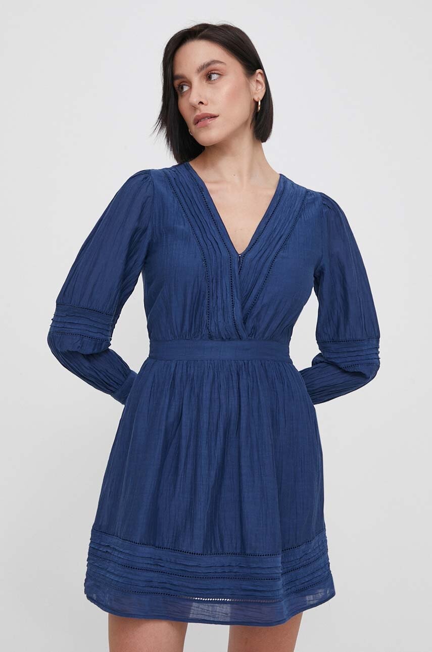 Pepe Jeans rochie culoarea bleumarin, mini, evazată Pepe Jeans rochie culoarea bleumarin, mini, evazată