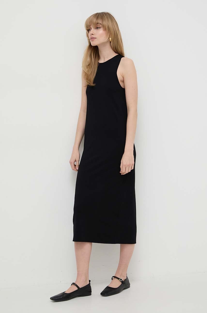 Weekend Max Mara rochie culoarea negru, midi, drept