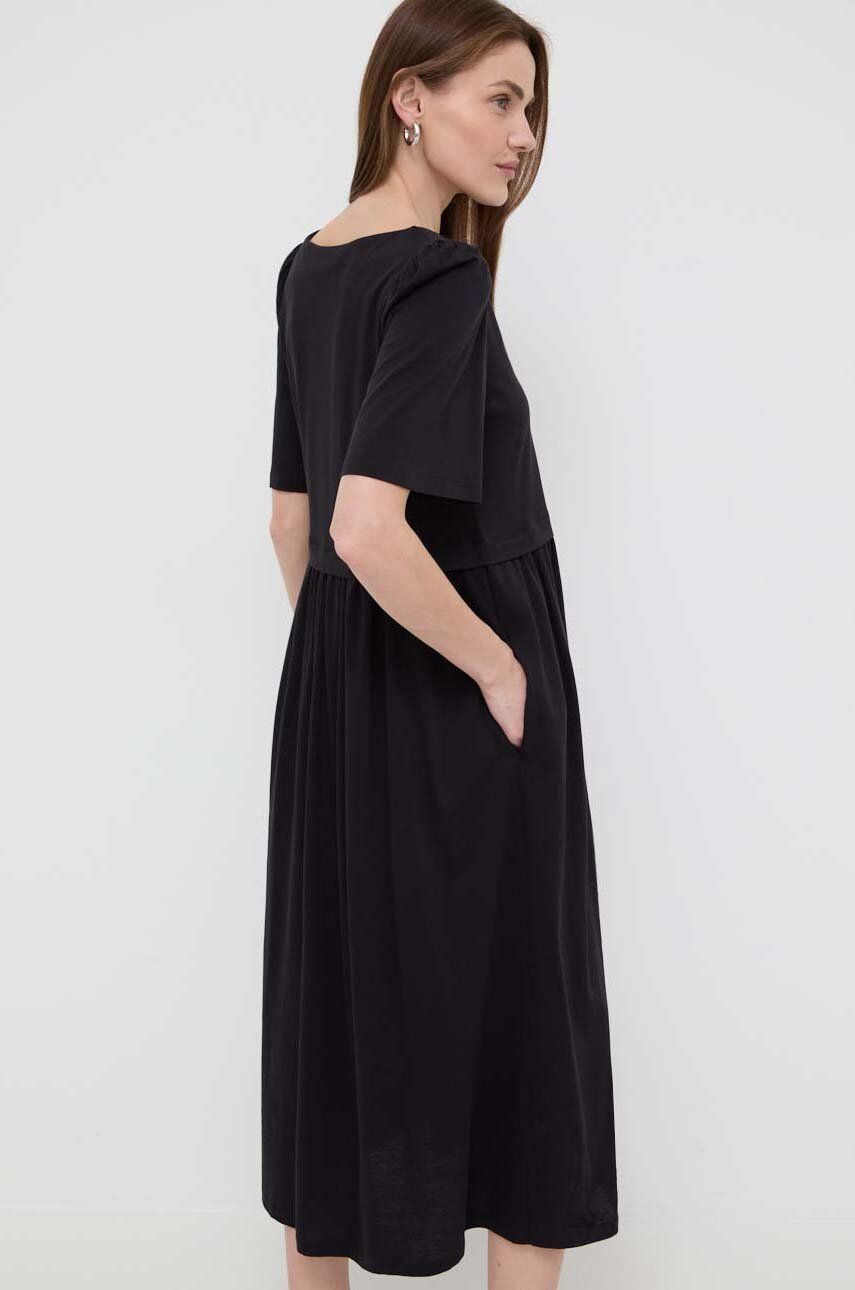 Weekend Max Mara rochie din bumbac culoarea negru, midi, evazați 2415620000000