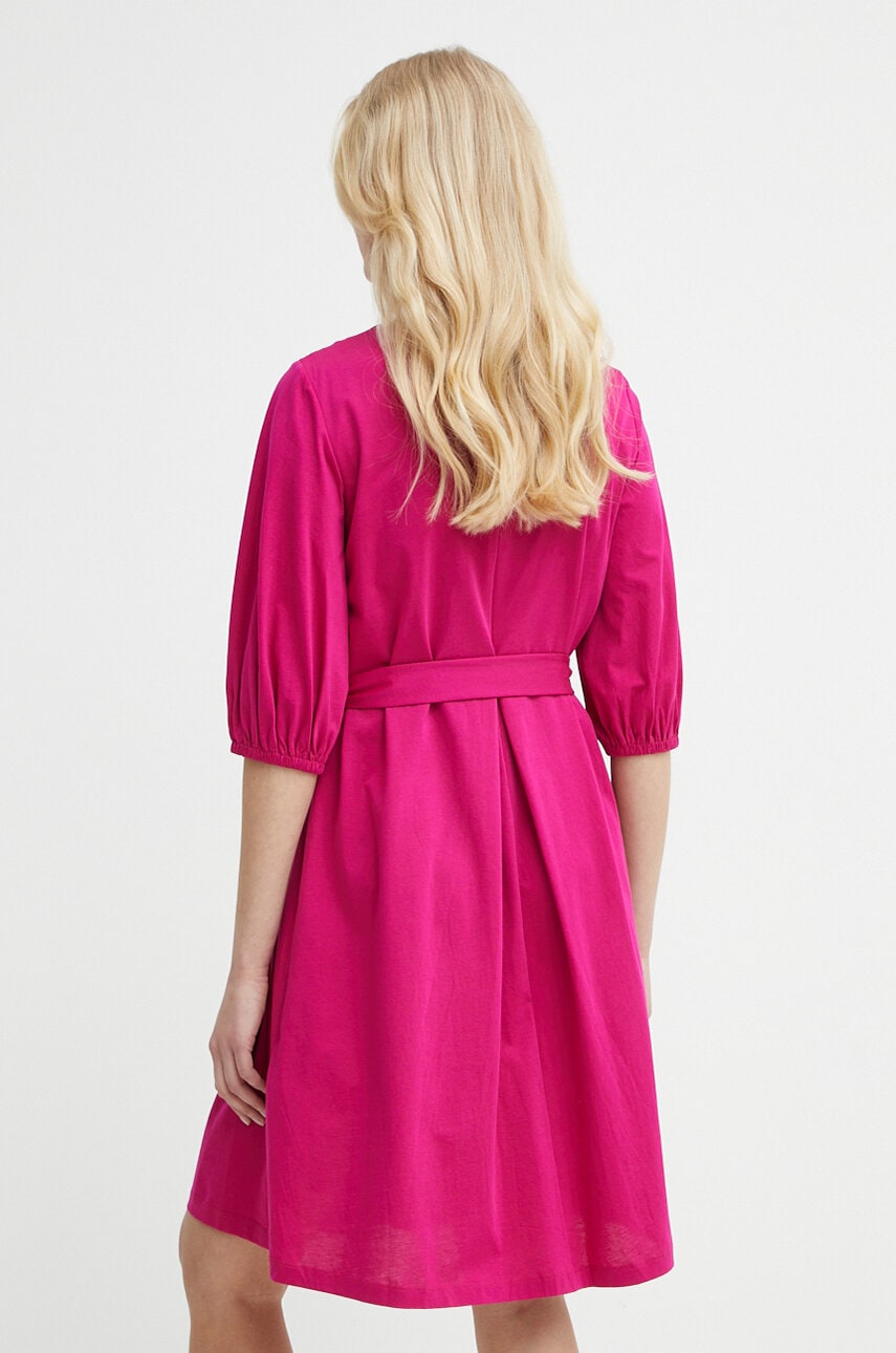 Бавовняна сукня Weekend Max Mara колір рожевий mini розкльошена 2415621072600