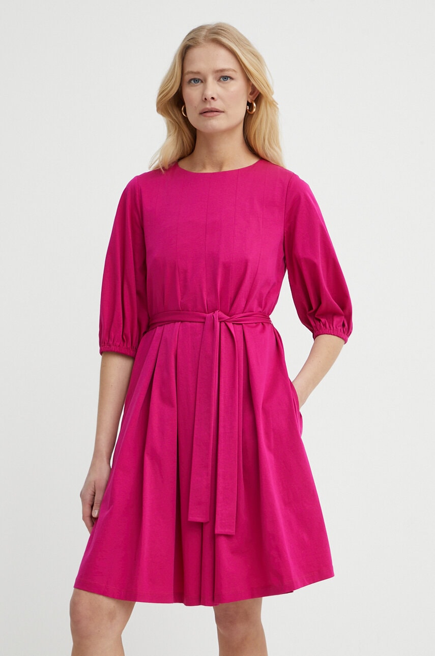 Бавовняна сукня Weekend Max Mara колір рожевий mini розкльошена 2415621072600