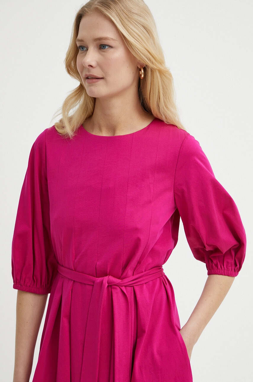 Бавовняна сукня Weekend Max Mara колір рожевий mini розкльошена 2415621072600