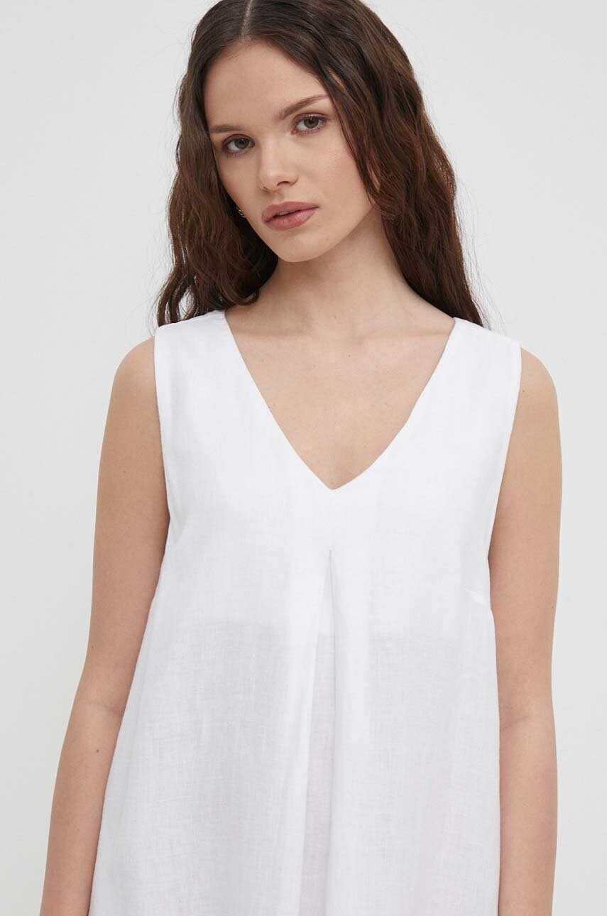 Льняна сукня United Colors of Benetton колір білий maxi розкльошена