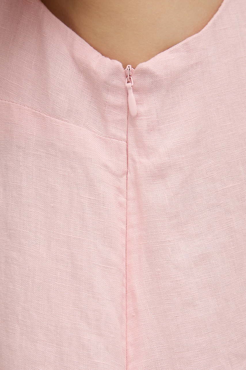 Λινό φόρεμα United Colors of Benetton χρώμα: ροζ φωτογραφία