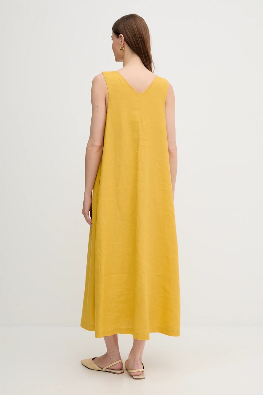 Λινό φόρεμα United Colors of Benetton χρώμα: ροζ φωτογραφία