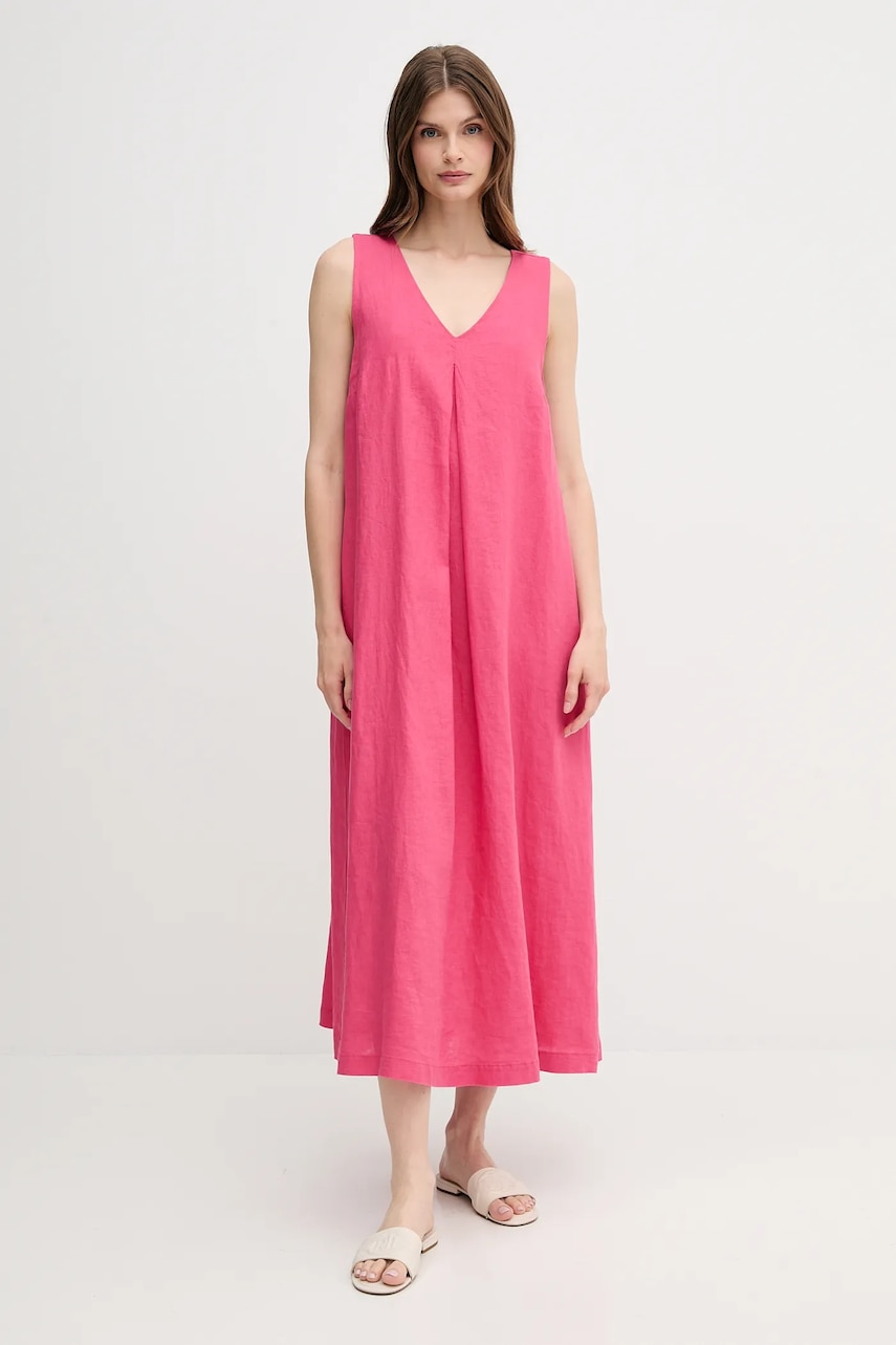 United Colors of Benetton rochie din in culoarea roz, maxi, evazată