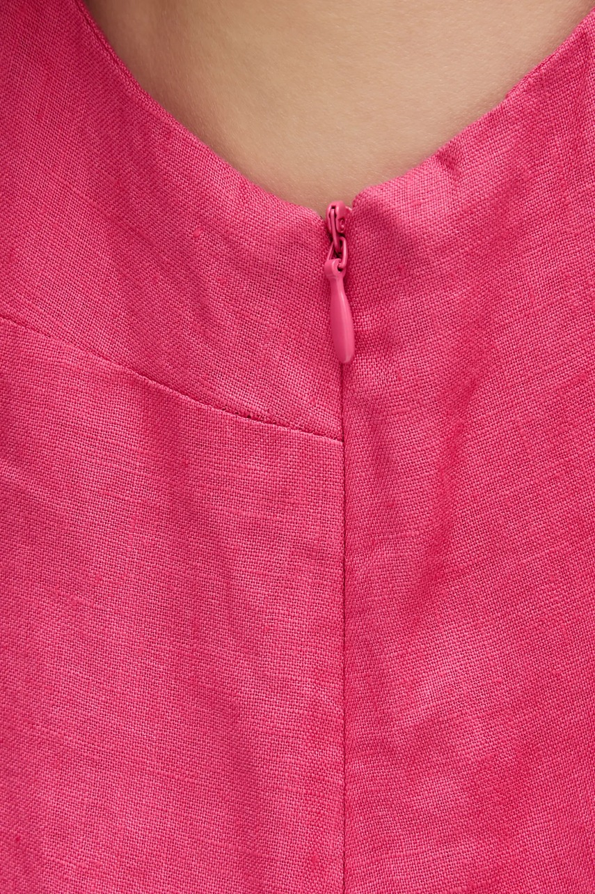 Λινό φόρεμα United Colors of Benetton χρώμα: ροζ φωτογραφία