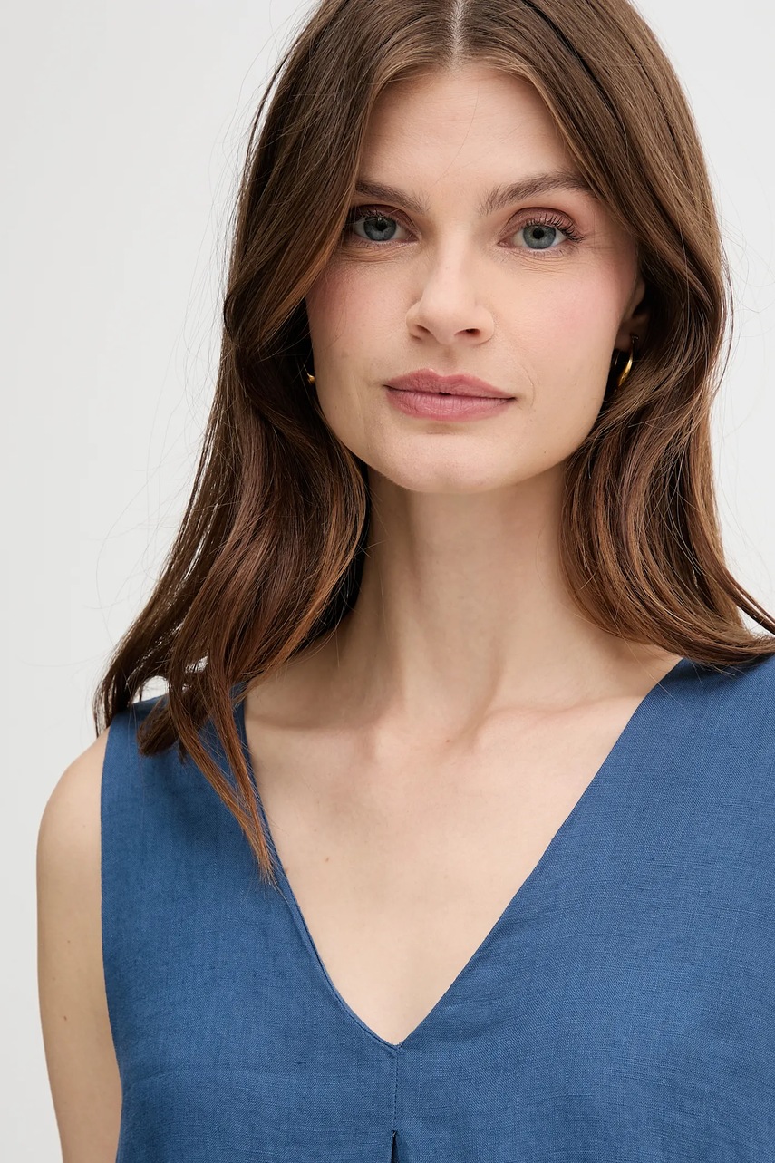 Льняна сукня United Colors of Benetton колір рожевий maxi розкльошена