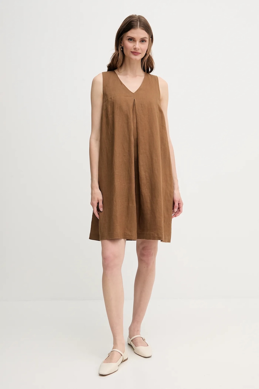 Льняное платье United Colors of Benetton цвет розовый maxi расклешённая Льняное платье United Colors of Benetton цвет розовый maxi расклешённая