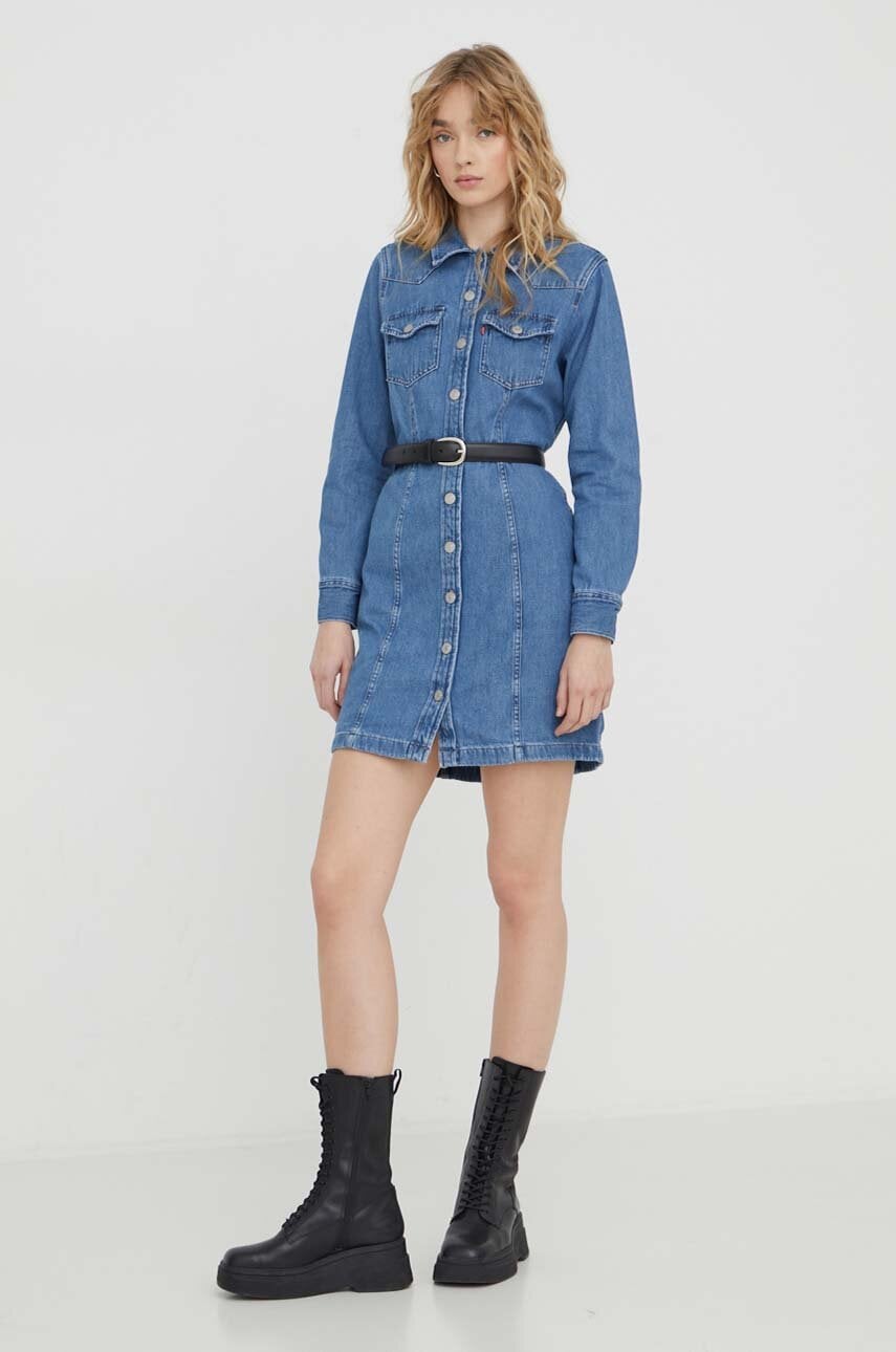 Levi's rochie din denim mini, dreaptă
