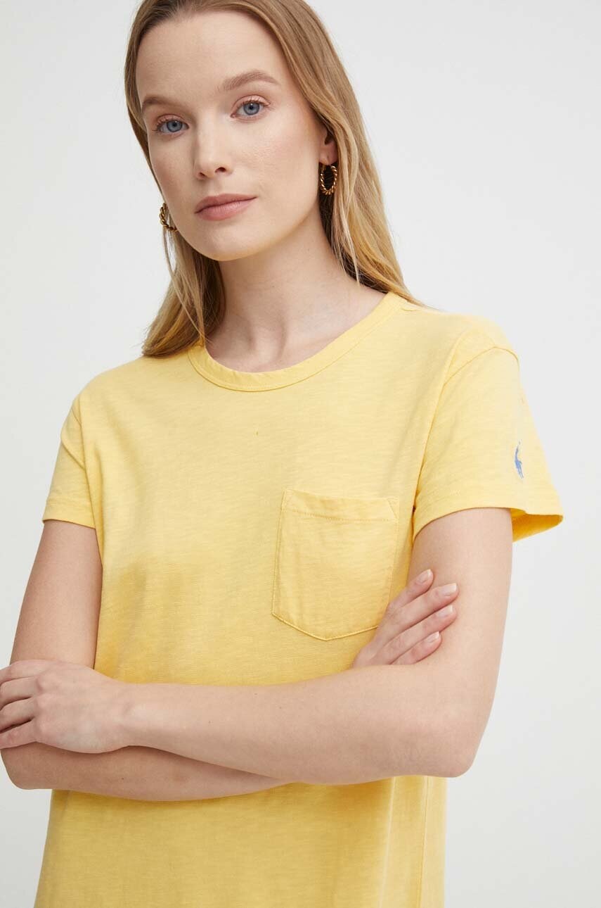 Бавовняна сукня Polo Ralph Lauren колір жовтий midi пряма 211935607