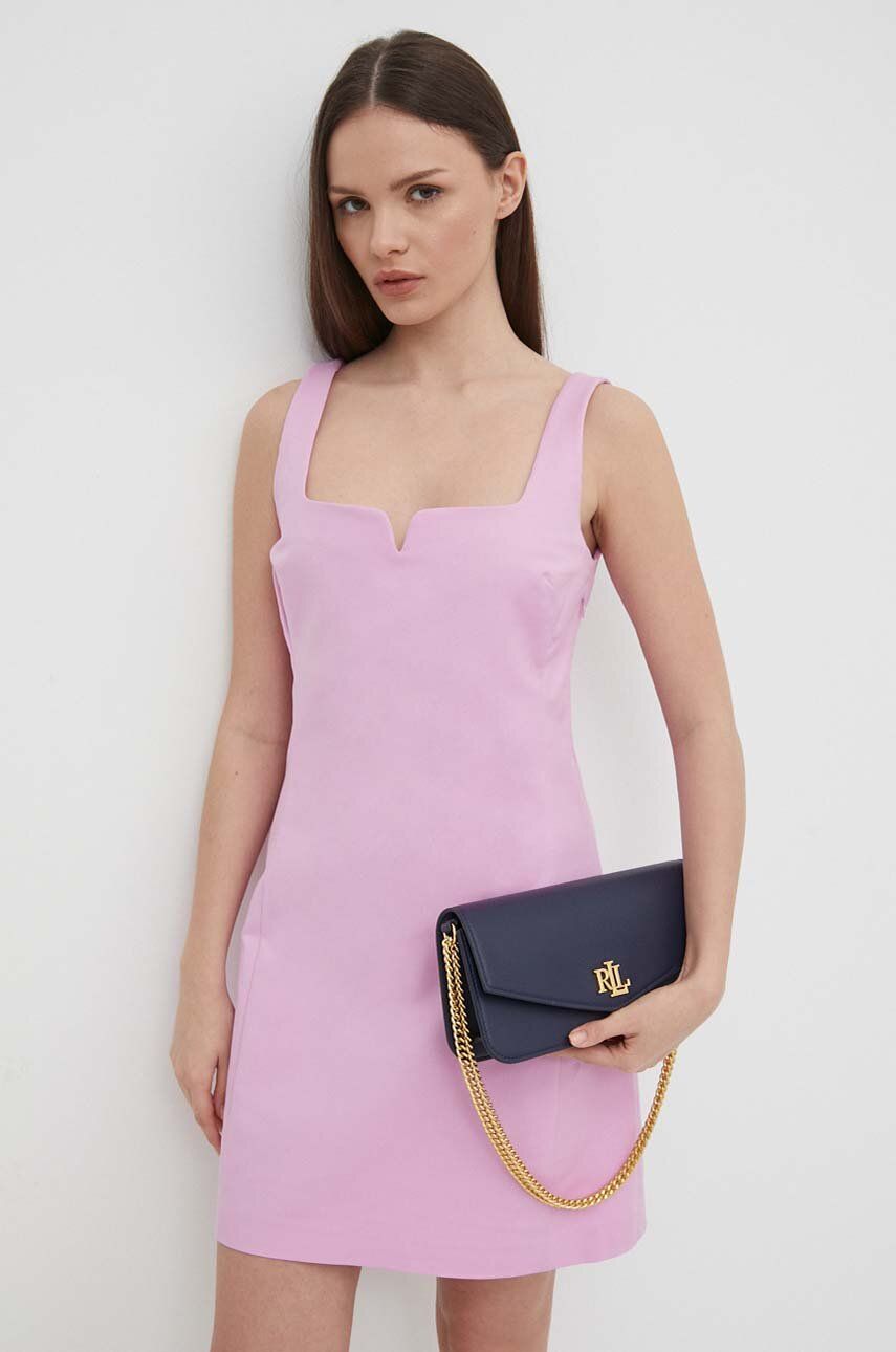 Sisley rochie culoarea violet, mini, evazati
