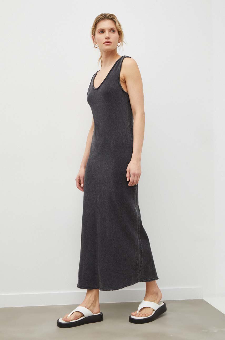 E-shop Bavlněné šaty American Vintage šedá barva, maxi