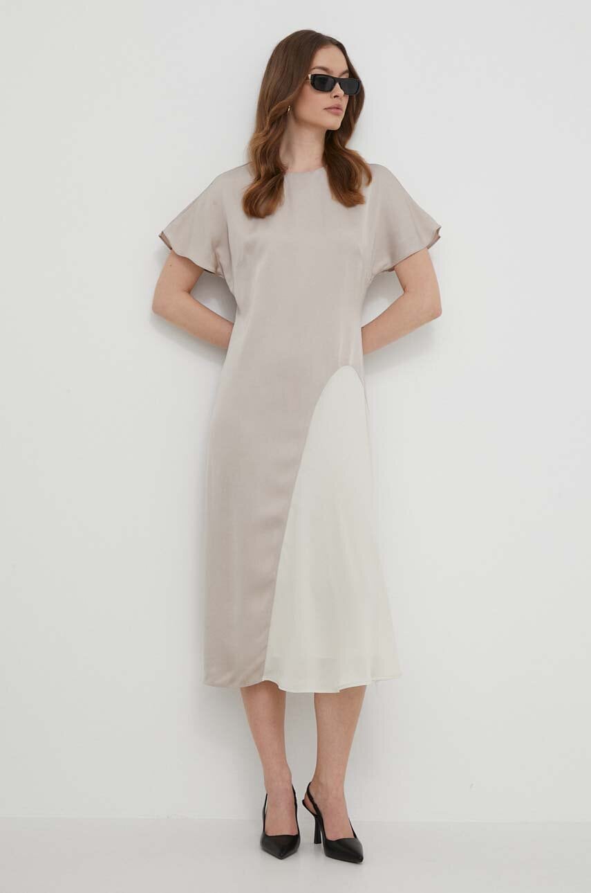 Levně Šaty Calvin Klein béžová barva, midi, K20K207056