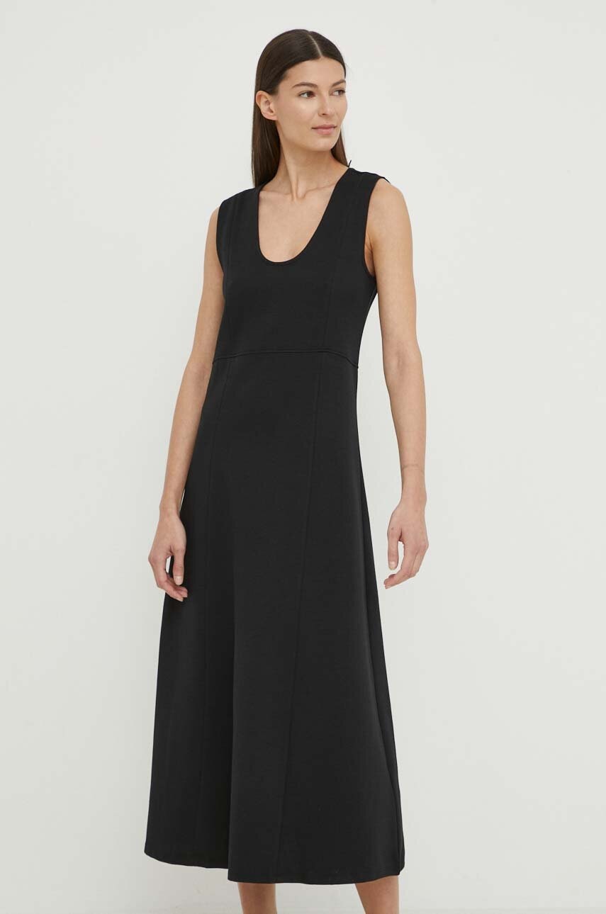 Marc O'Polo rochie culoarea negru, midi, evazată Marc O'Polo rochie culoarea negru, midi, evazată