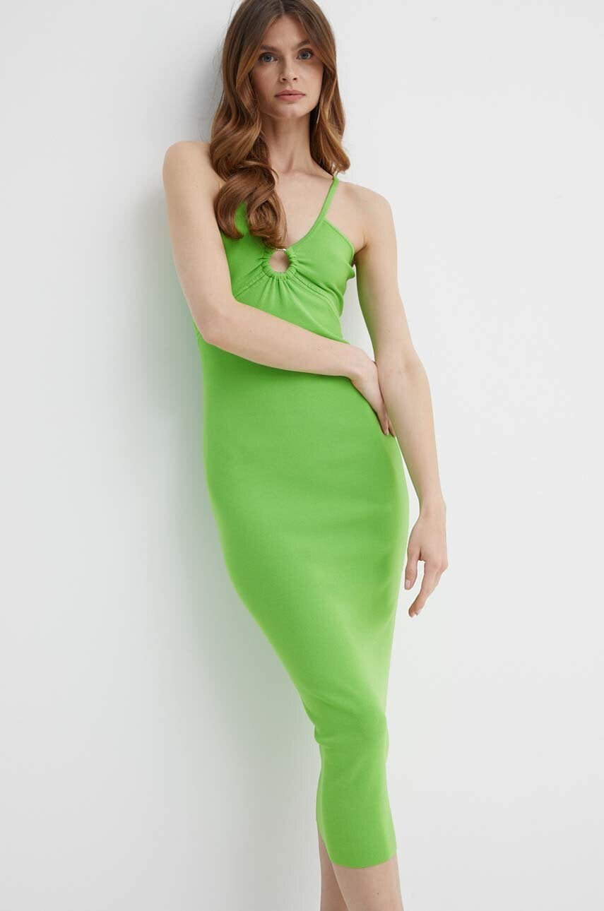 MICHAEL Michael Kors rochie culoarea verde, midi, mulată