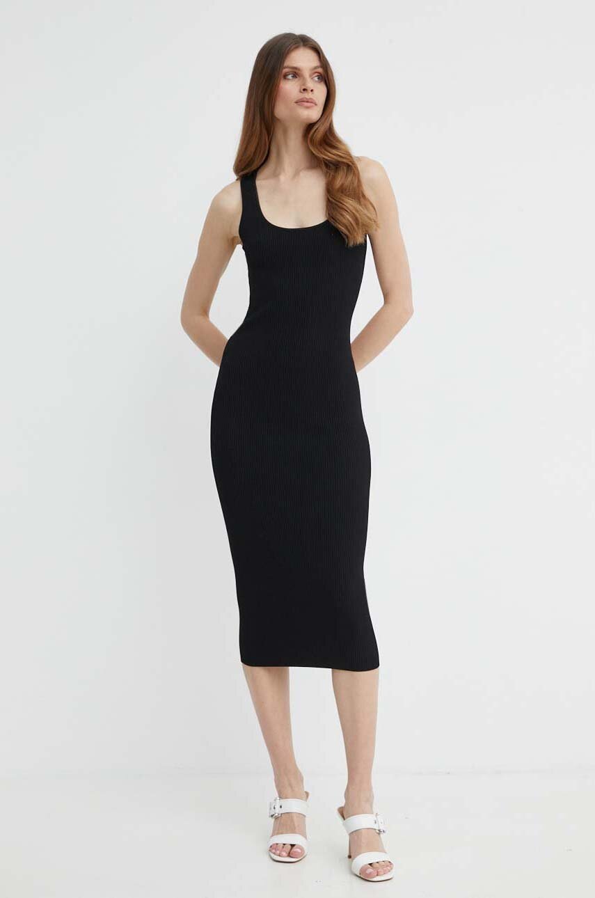 MICHAEL Michael Kors rochie culoarea negru, midi, mulata