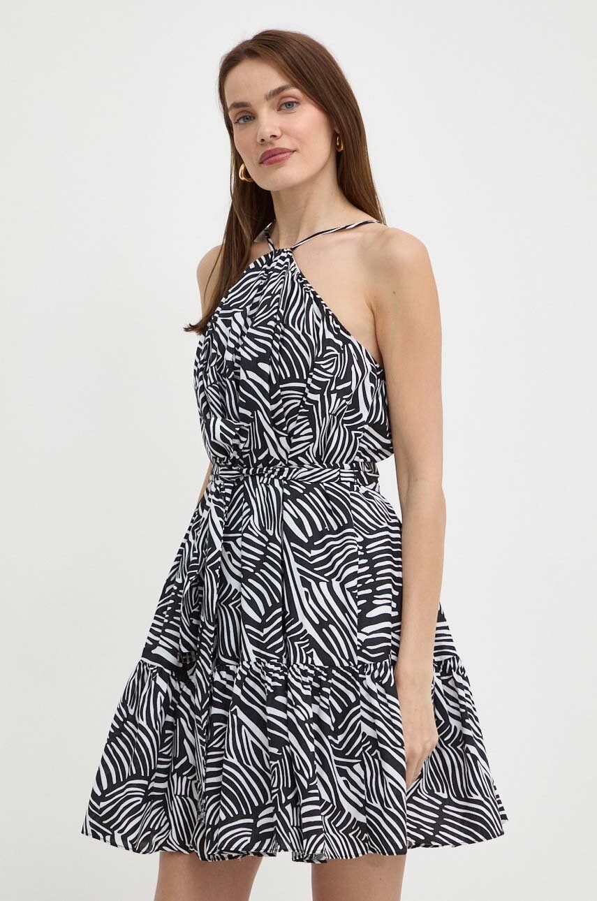 MICHAEL Michael Kors rochie din bumbac culoarea negru, mini, evazată